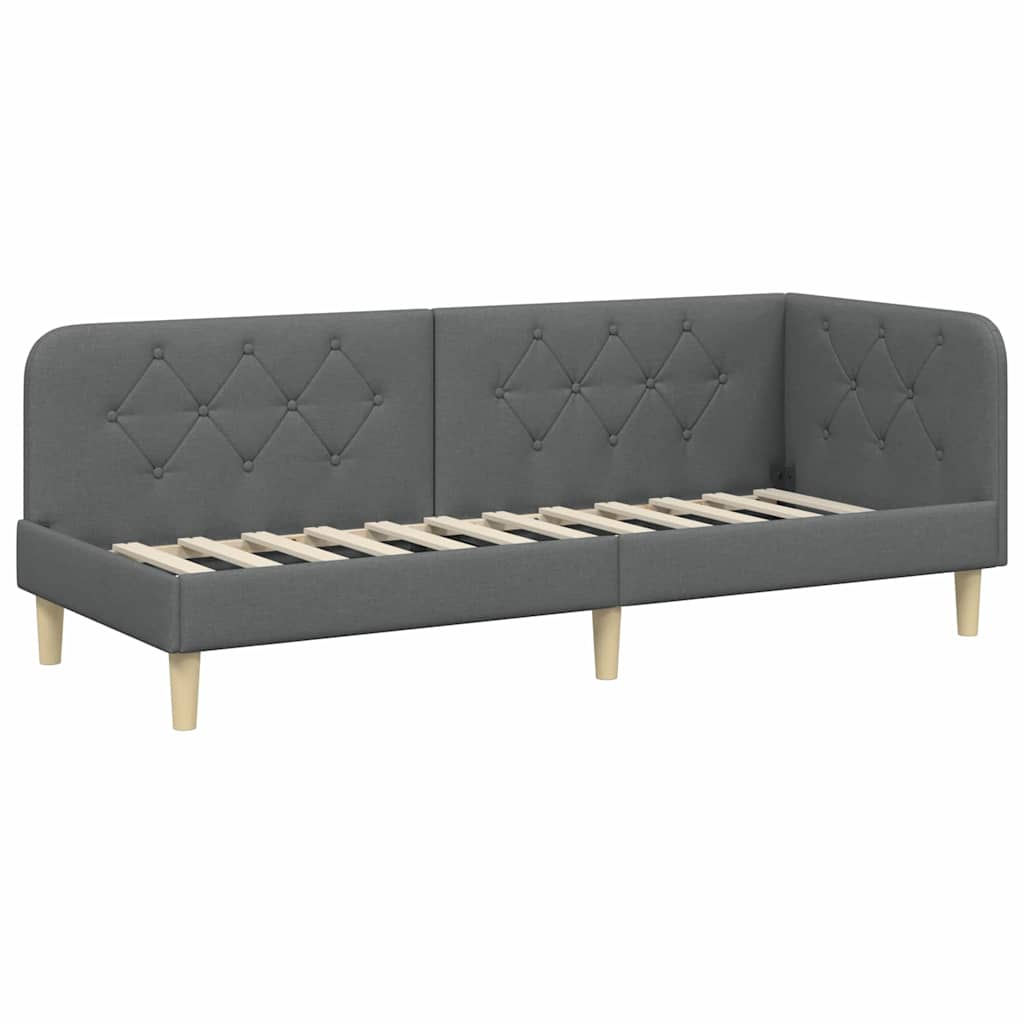 vidaXL Κρεβάτι Γωνίας Σκούρο Γκρι 80 x 200 cm ύφασμα