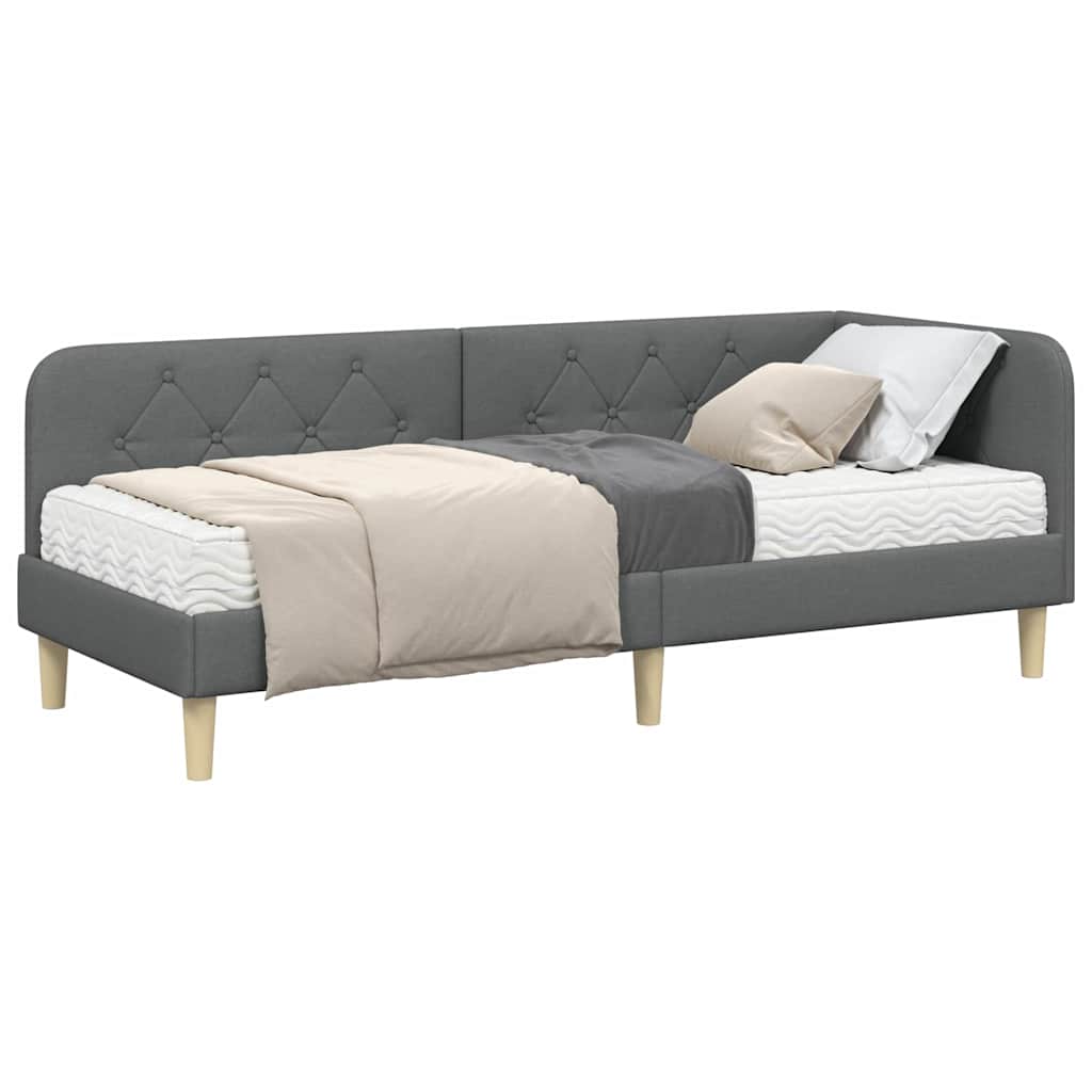 vidaXL Κρεβάτι Γωνίας Σκούρο Γκρι 80 x 200 cm ύφασμα