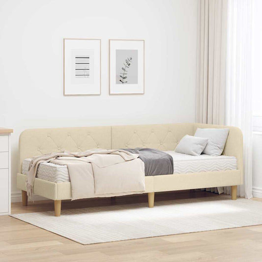 vidaXL Κρεβάτι Γωνίας Κρεμ 80 x 200 cm ύφασμα