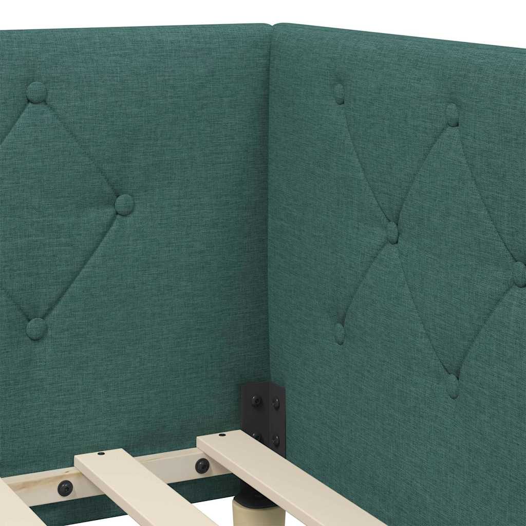 vidaXL Κρεβάτι Γωνίας Σκούρο Πράσινο 90 x 190 cm ύφασμα