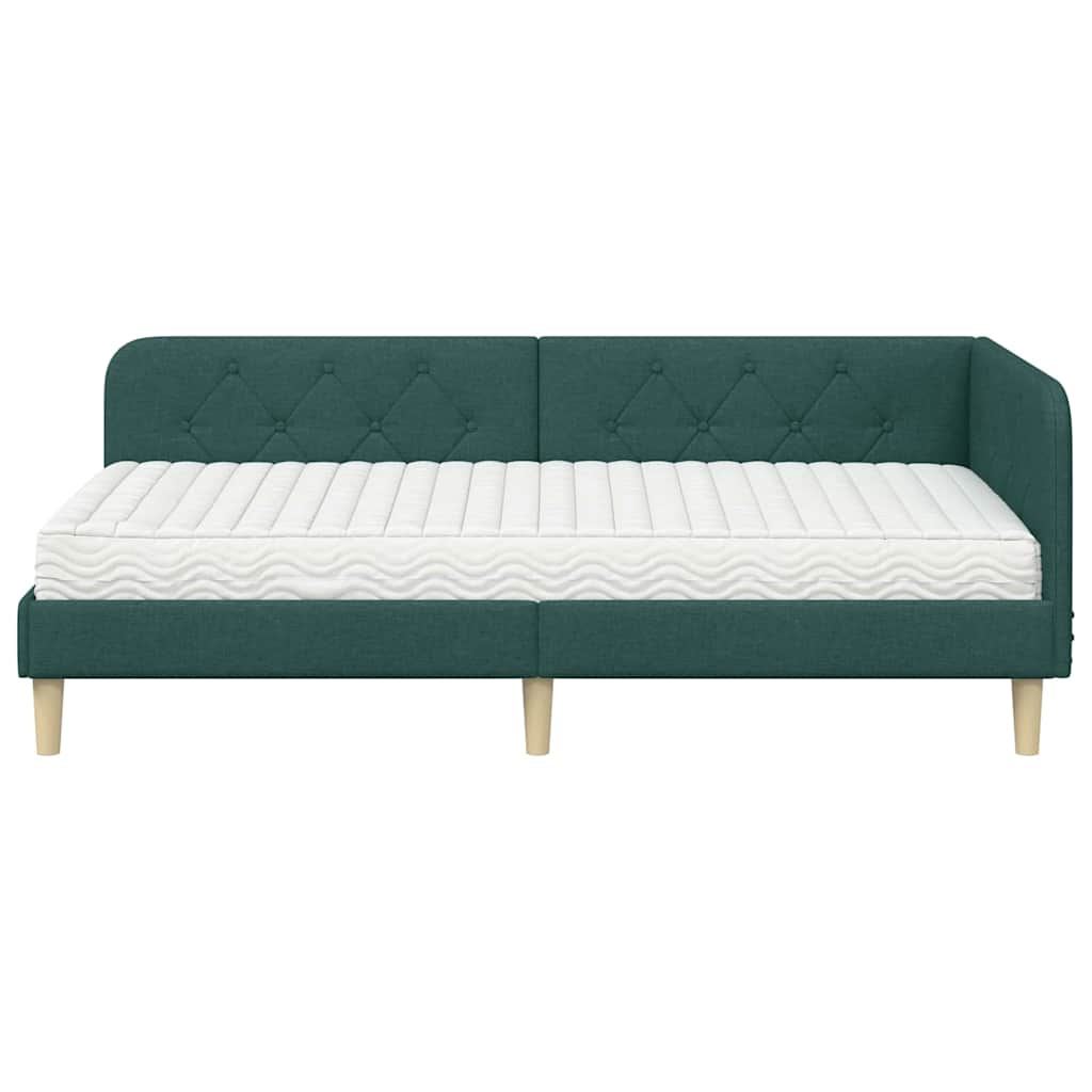 vidaXL Κρεβάτι Γωνίας Σκούρο Πράσινο 90 x 190 cm ύφασμα