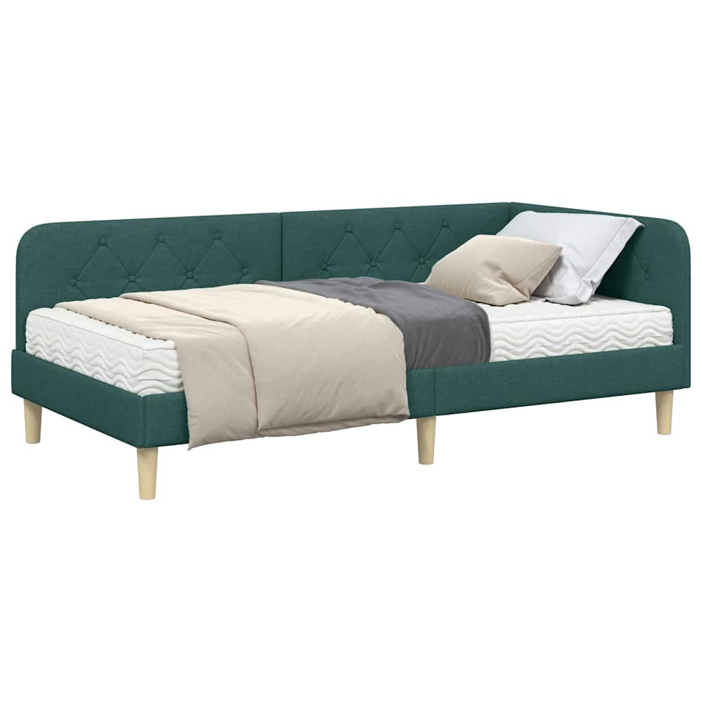 vidaXL Κρεβάτι Γωνίας Σκούρο Πράσινο 90 x 190 cm ύφασμα