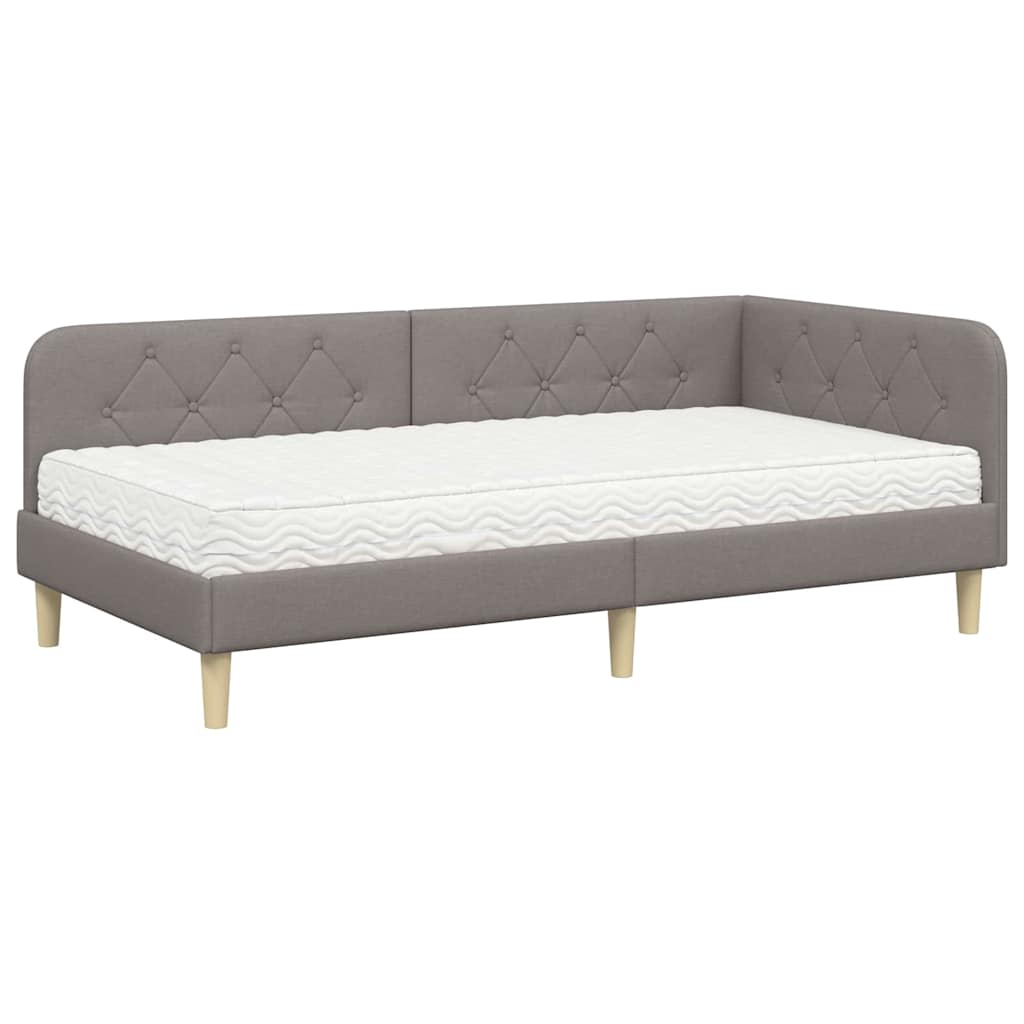 vidaXL Κρεβάτι Γωνίας με στρώμα με κεφαλάρι Taupe 90 x 190 cm ύφασμα