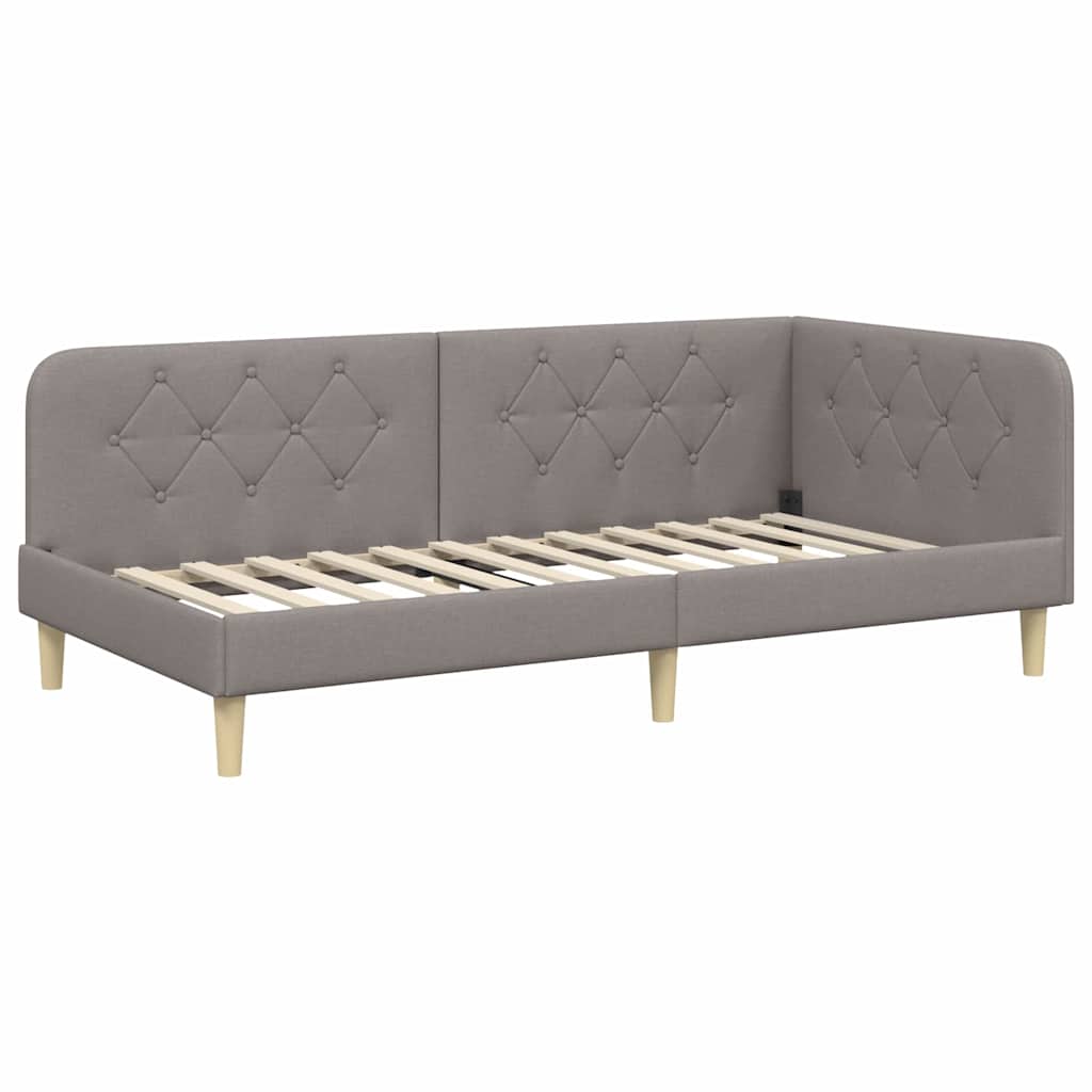 vidaXL Κρεβάτι Γωνίας με στρώμα με κεφαλάρι Taupe 90 x 190 cm ύφασμα