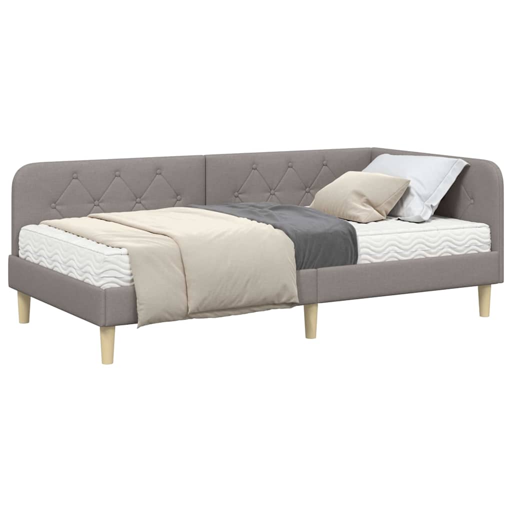 vidaXL Κρεβάτι Γωνίας με στρώμα με κεφαλάρι Taupe 90 x 190 cm ύφασμα