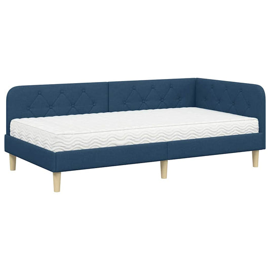 vidaXL Κρεβάτι Γωνίας Μπλε 90 x 190 cm ύφασμα