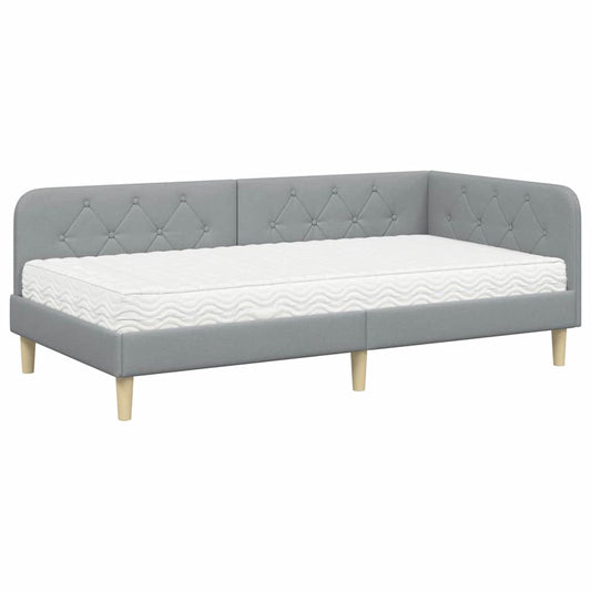 vidaXL Κρεβάτι Γωνίας Ανοιχτό γκρι 90 x 200 cm ύφασμα
