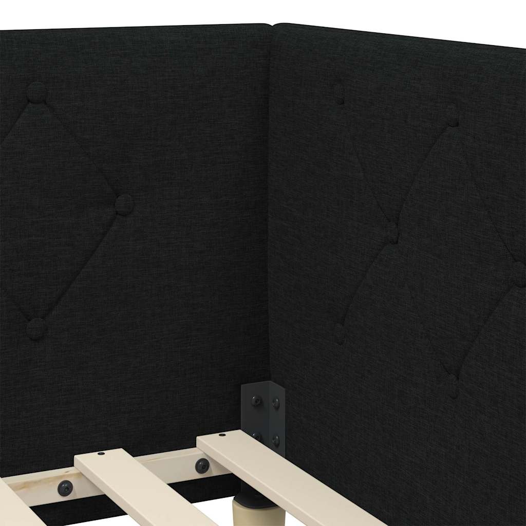 vidaXL Κρεβάτι Γωνίας Μαύρο 90 x 200 cm ύφασμα