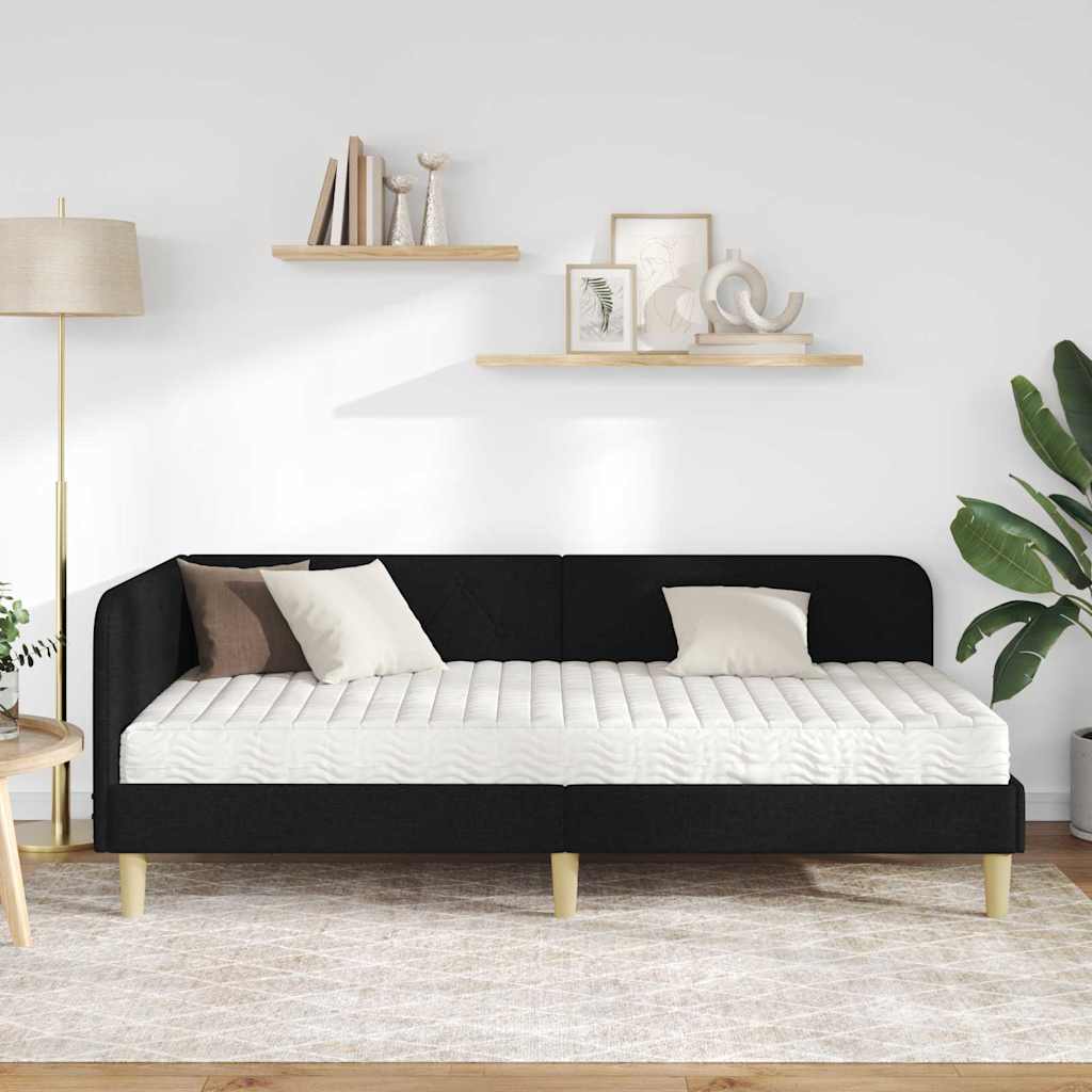 vidaXL Κρεβάτι Γωνίας Μαύρο 90 x 200 cm ύφασμα