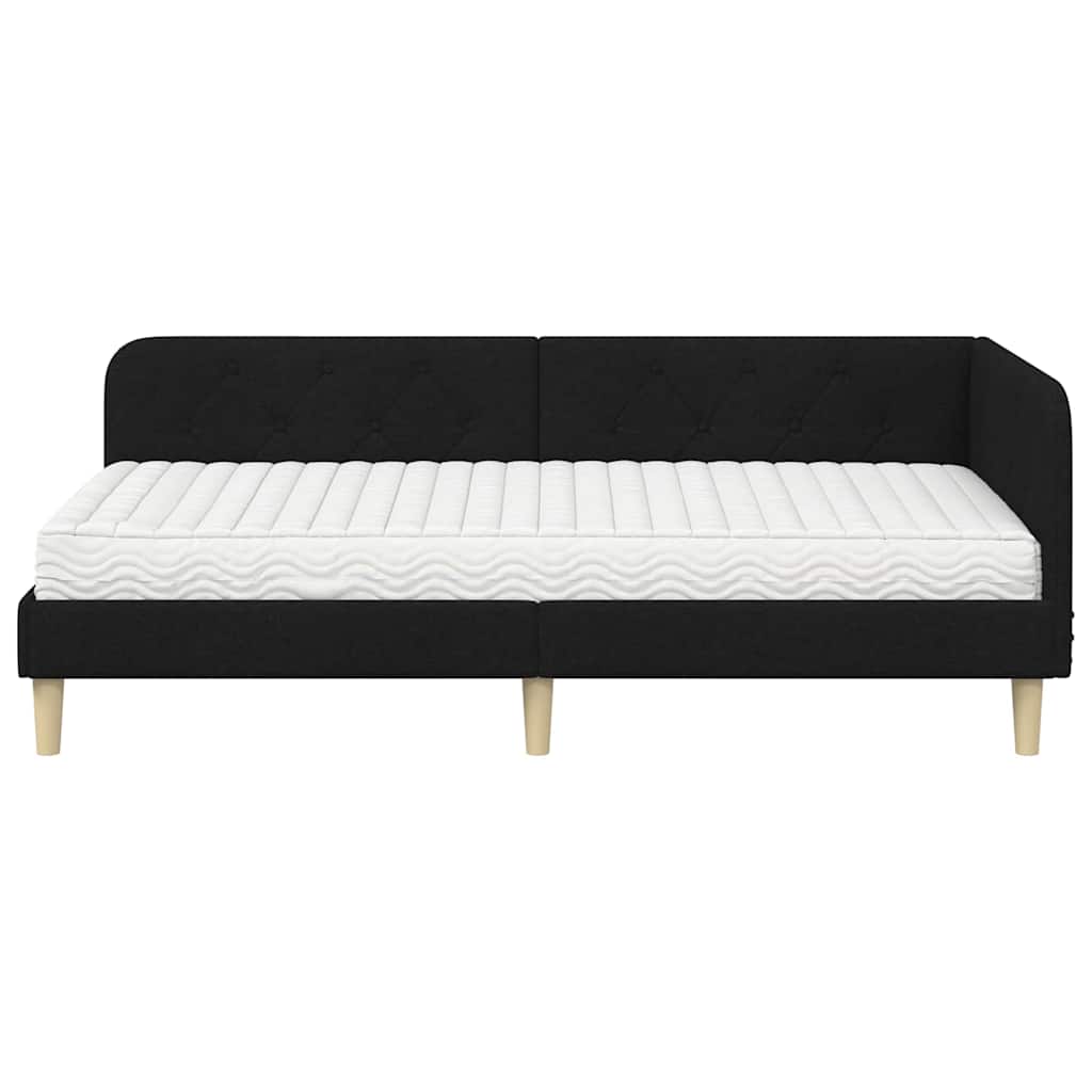 vidaXL Κρεβάτι Γωνίας Μαύρο 90 x 200 cm ύφασμα