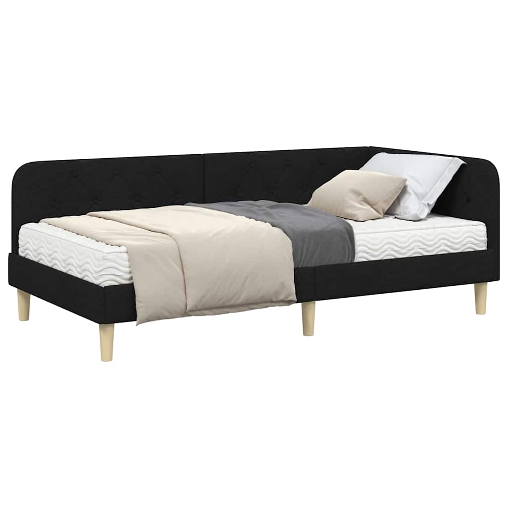 vidaXL Κρεβάτι Γωνίας Μαύρο 90 x 200 cm ύφασμα