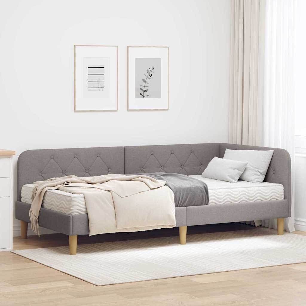 vidaXL Κρεβάτι Γωνίας Taupe 90 x 200 cm ύφασμα