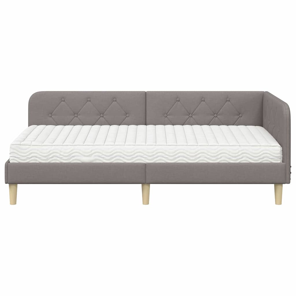 vidaXL Κρεβάτι Γωνίας Taupe 90 x 200 cm ύφασμα