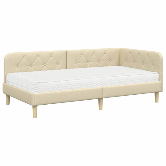 vidaXL Κρεβάτι Γωνίας Κρεμ 90 x 200 cm ύφασμα