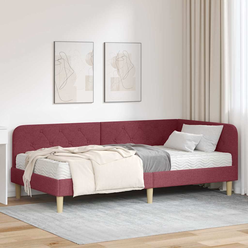vidaXL Κρεβάτι Γωνίας Κόκκινο 100 x 200 cm ύφασμα