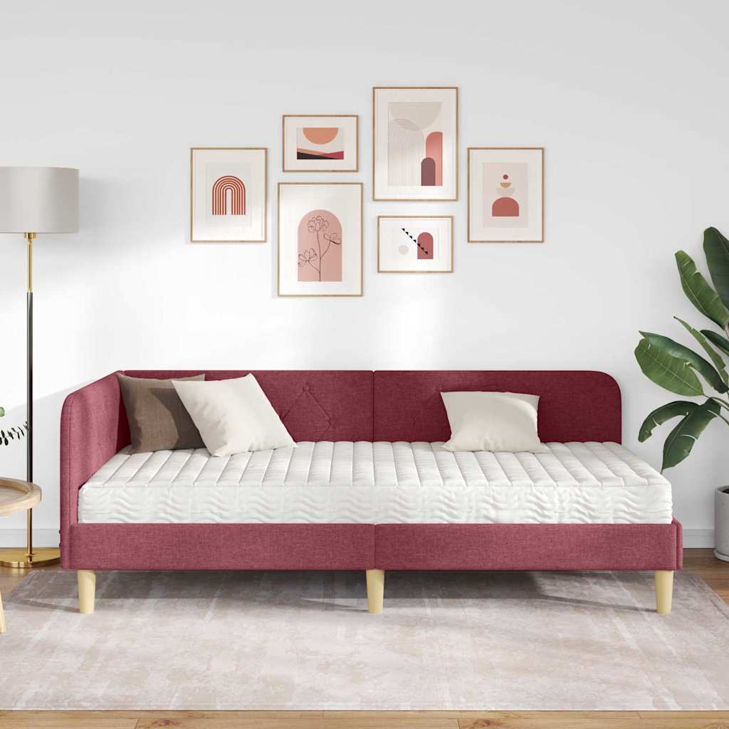 vidaXL Κρεβάτι Γωνίας Κόκκινο 100 x 200 cm ύφασμα