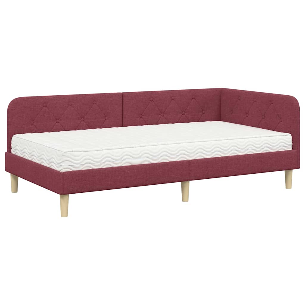 vidaXL Κρεβάτι Γωνίας Κόκκινο 100 x 200 cm ύφασμα