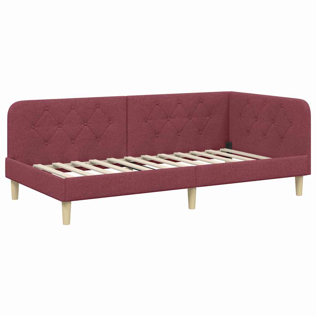 vidaXL Κρεβάτι Γωνίας Κόκκινο 100 x 200 cm ύφασμα