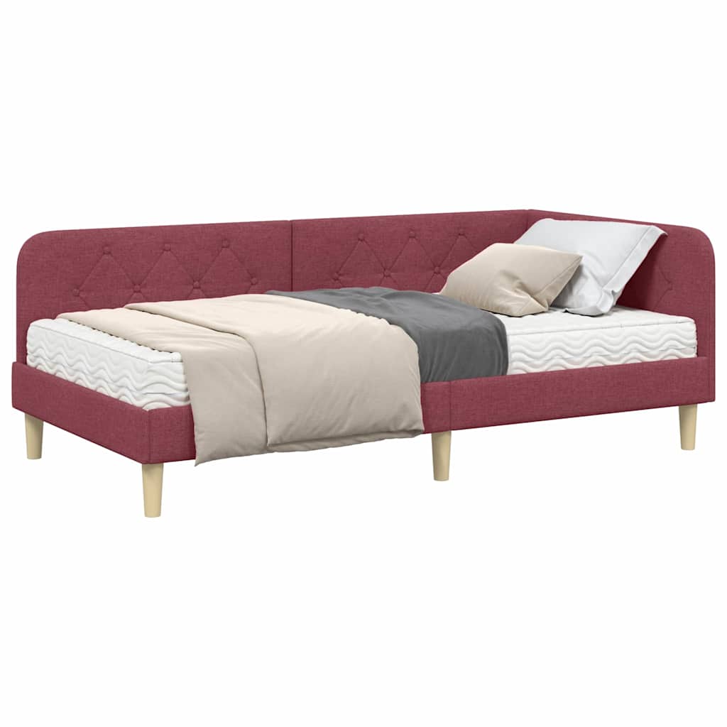 vidaXL Κρεβάτι Γωνίας Κόκκινο 100 x 200 cm ύφασμα