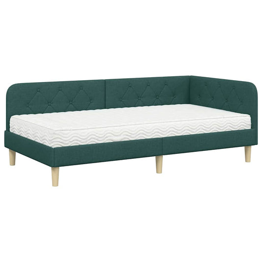 vidaXL Κρεβάτι Γωνίας Σκούρο Πράσινο 100 x 200 cm ύφασμα