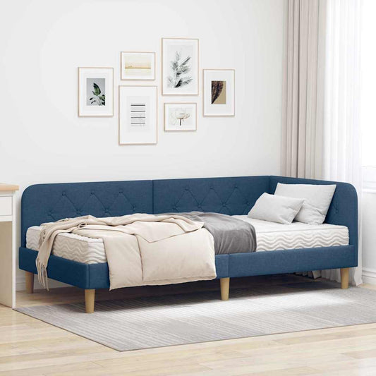 vidaXL Κρεβάτι Γωνίας Μπλε 100 x 200 cm ύφασμα