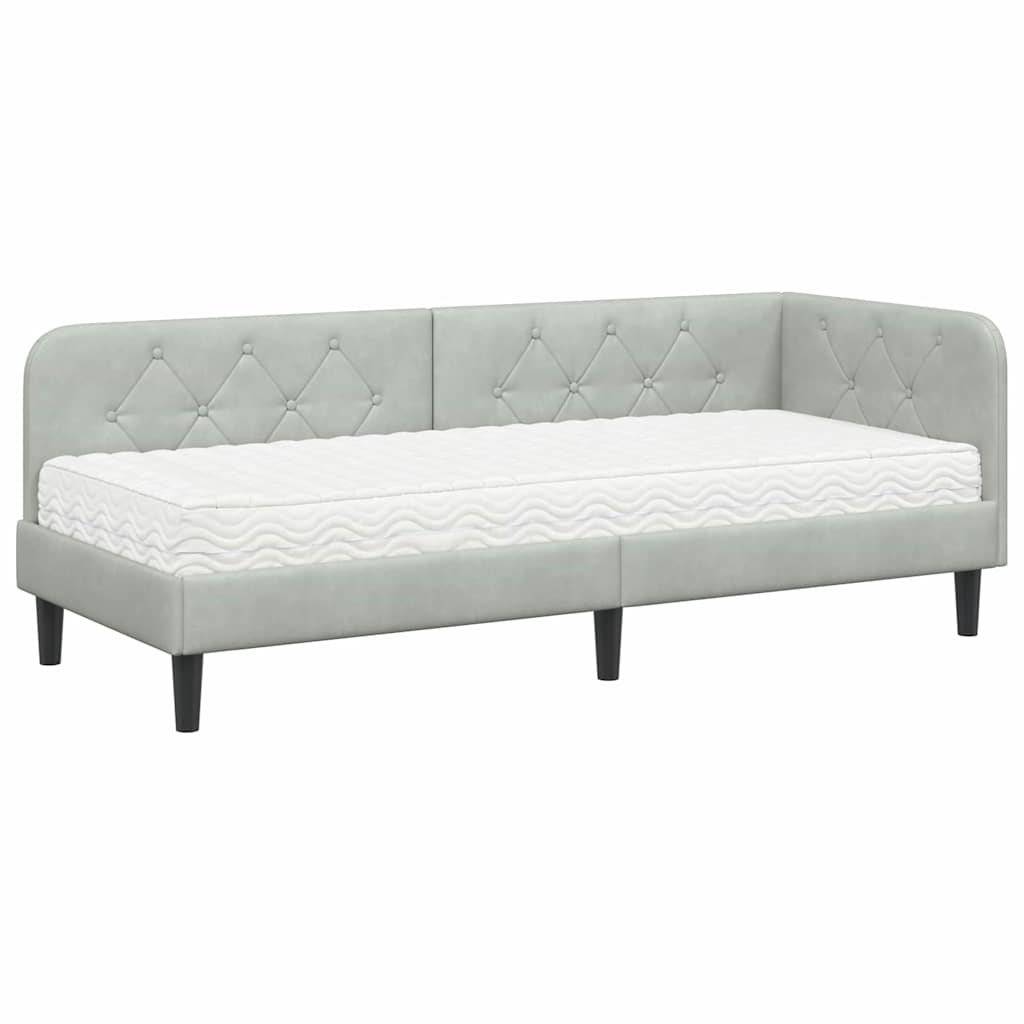 vidaXL Κρεβάτι Γωνίας Ανοιχτό γκρι 80 x 200 cm Βελούδο