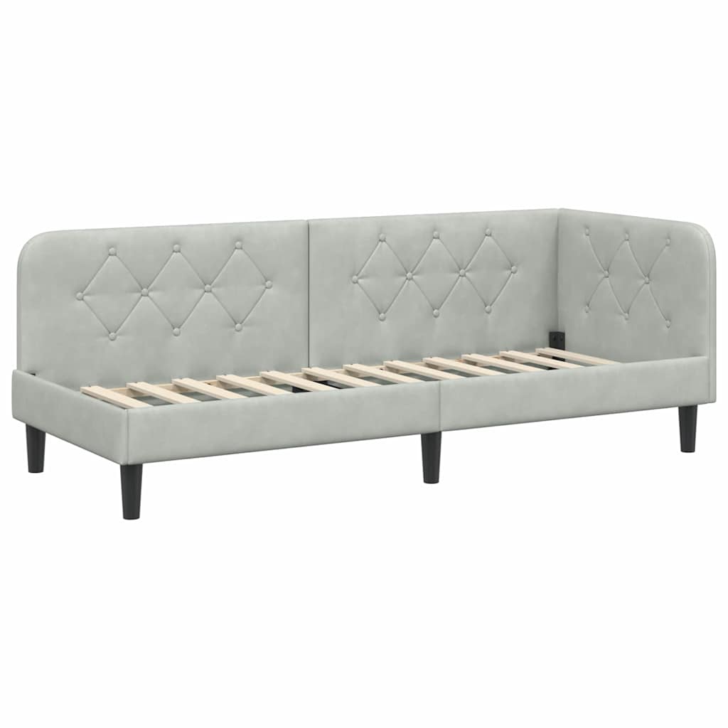 vidaXL Κρεβάτι Γωνίας Ανοιχτό γκρι 80 x 200 cm Βελούδο