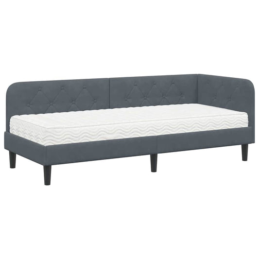 vidaXL Κρεβάτι Γωνίας Σκούρο Γκρι 80 x 200 cm Βελούδο