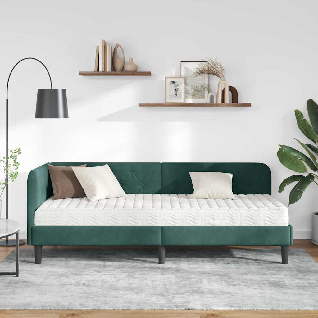 vidaXL Κρεβάτι Γωνίας Σκούρο Πράσινο 80 x 200 cm Βελούδο