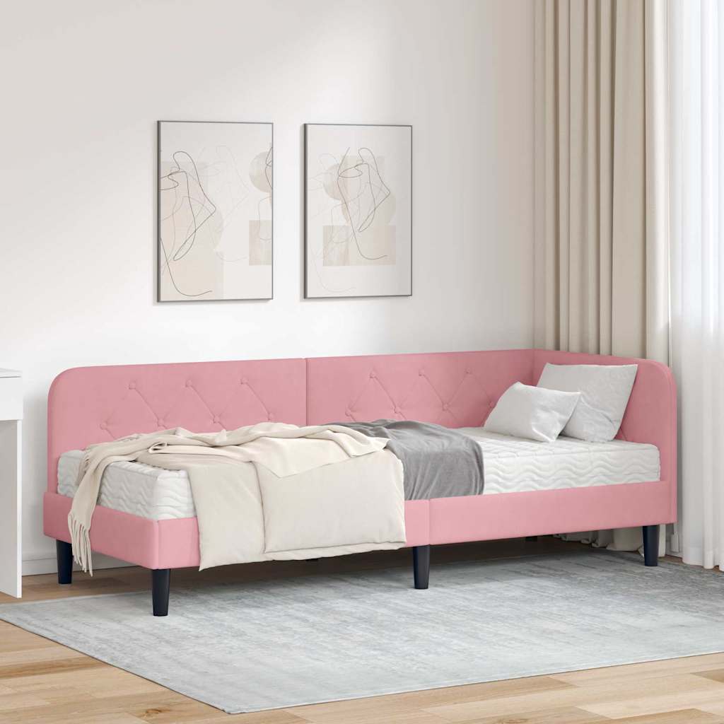 vidaXL Κρεβάτι Γωνίας Ροζ 80 x 200 cm Βελούδο