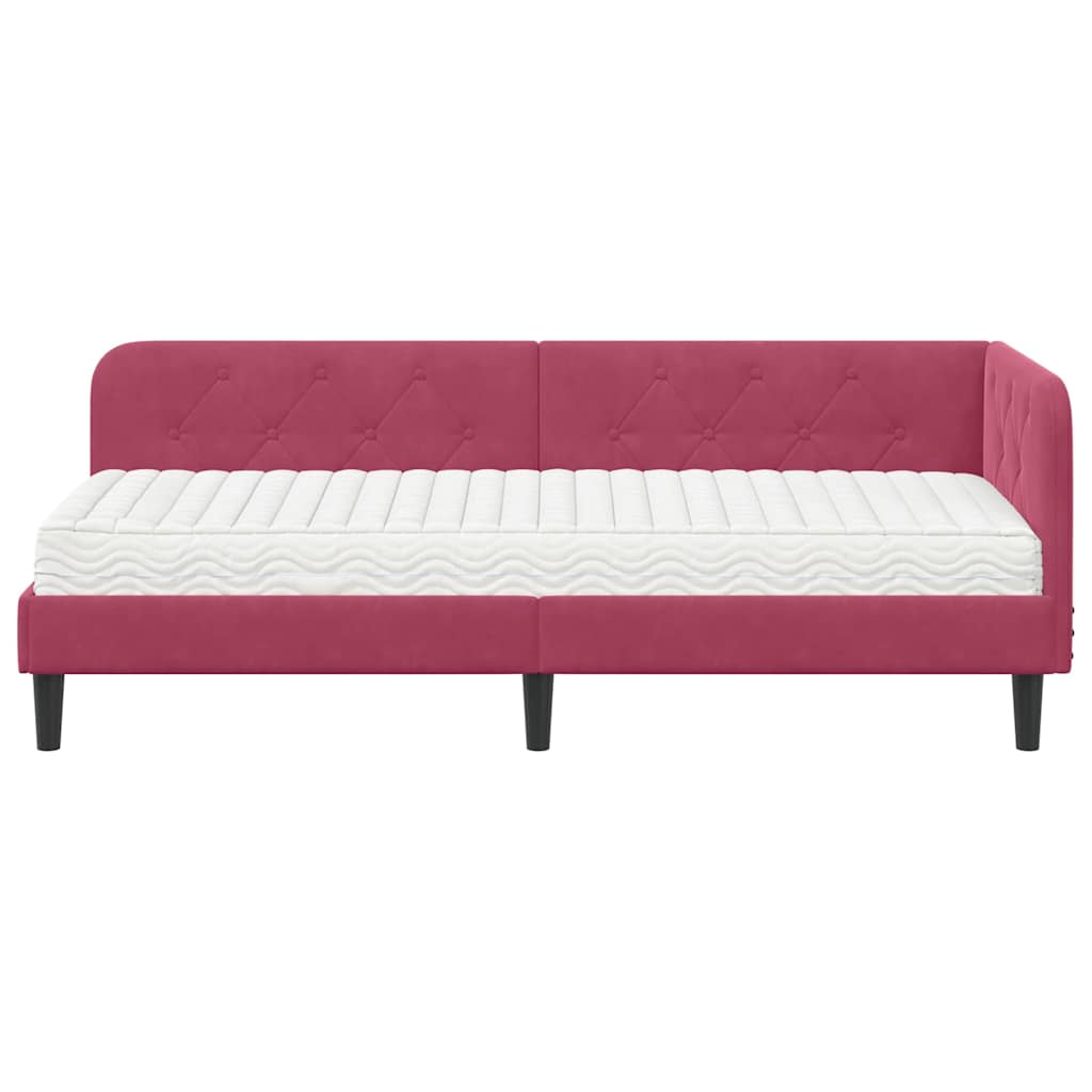 vidaXL Κρεβάτι Γωνίας Κόκκινο 80 x 200 cm Βελούδο