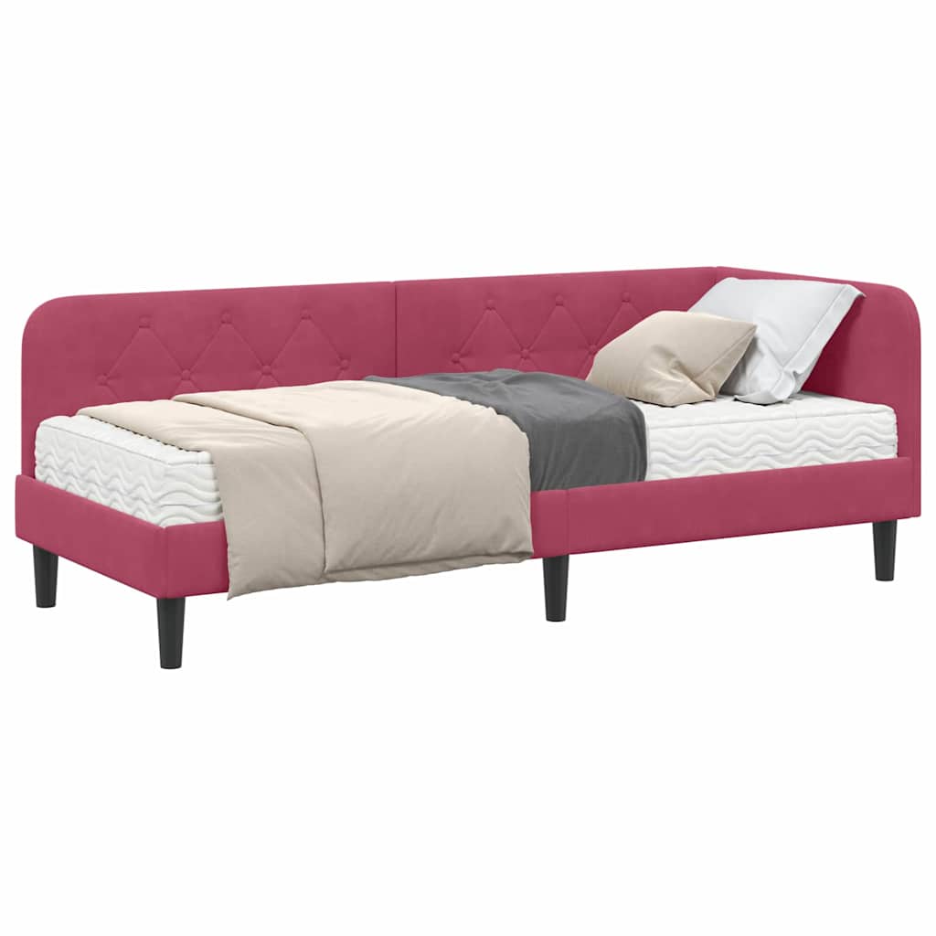 vidaXL Κρεβάτι Γωνίας Κόκκινο 80 x 200 cm Βελούδο