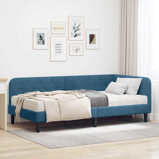 vidaXL Κρεβάτι Γωνίας Μπλε 90 x 190 cm Βελούδο