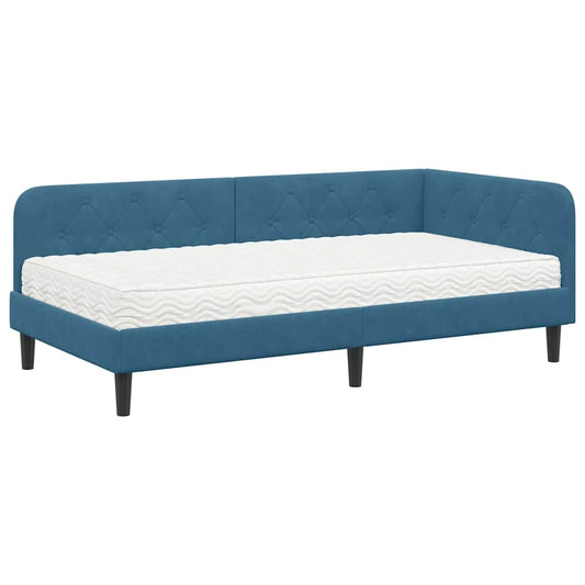 vidaXL Κρεβάτι Γωνίας Μπλε 90 x 190 cm Βελούδο