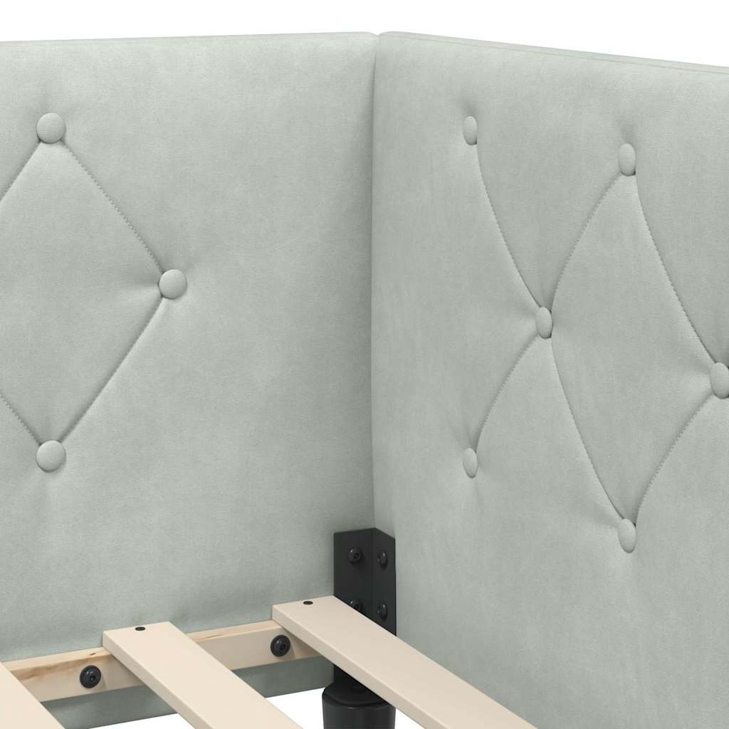 vidaXL Κρεβάτι Γωνίας Ανοιχτό γκρι 90 x 190 cm Βελούδο