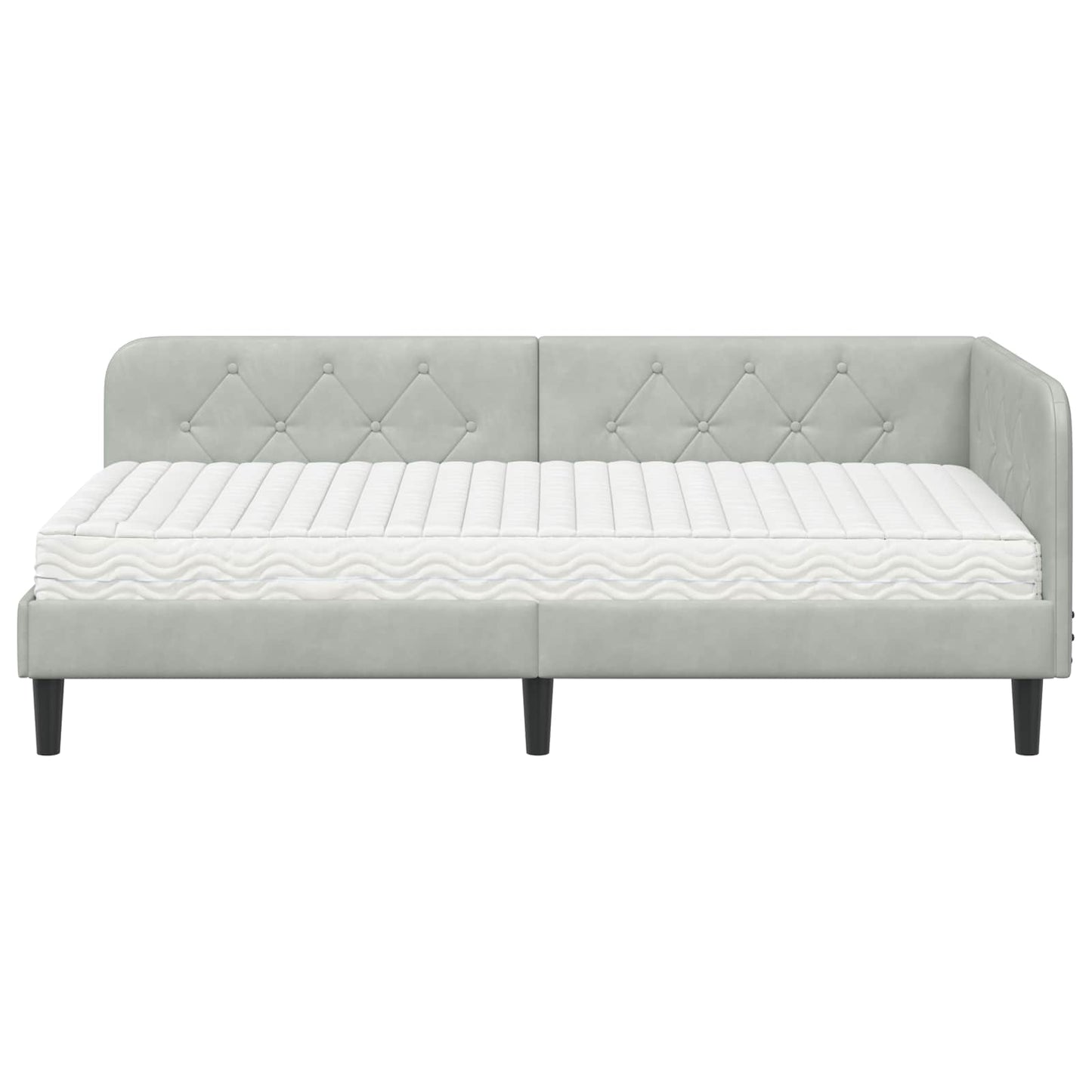 vidaXL Κρεβάτι Γωνίας Ανοιχτό γκρι 90 x 190 cm Βελούδο