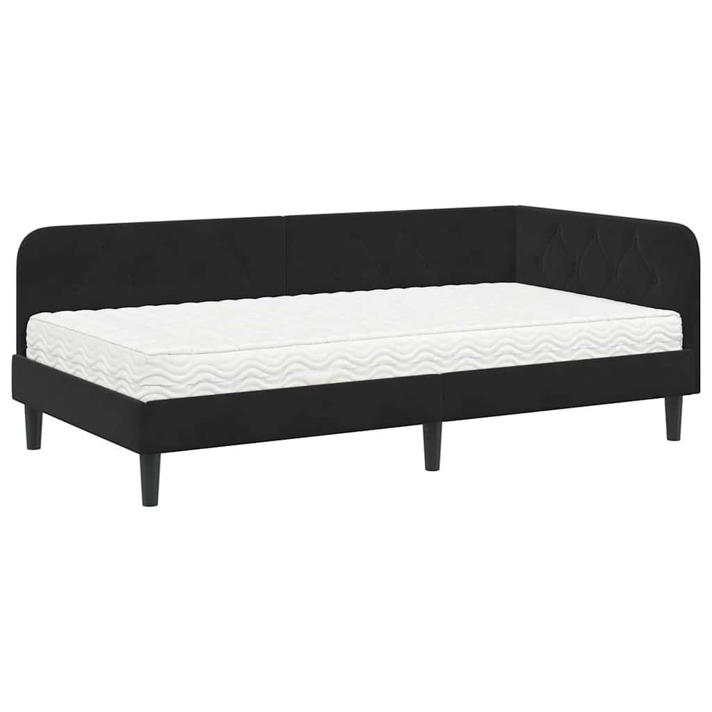 vidaXL Κρεβάτι Γωνίας Μαύρο 90 x 190 cm Βελούδο
