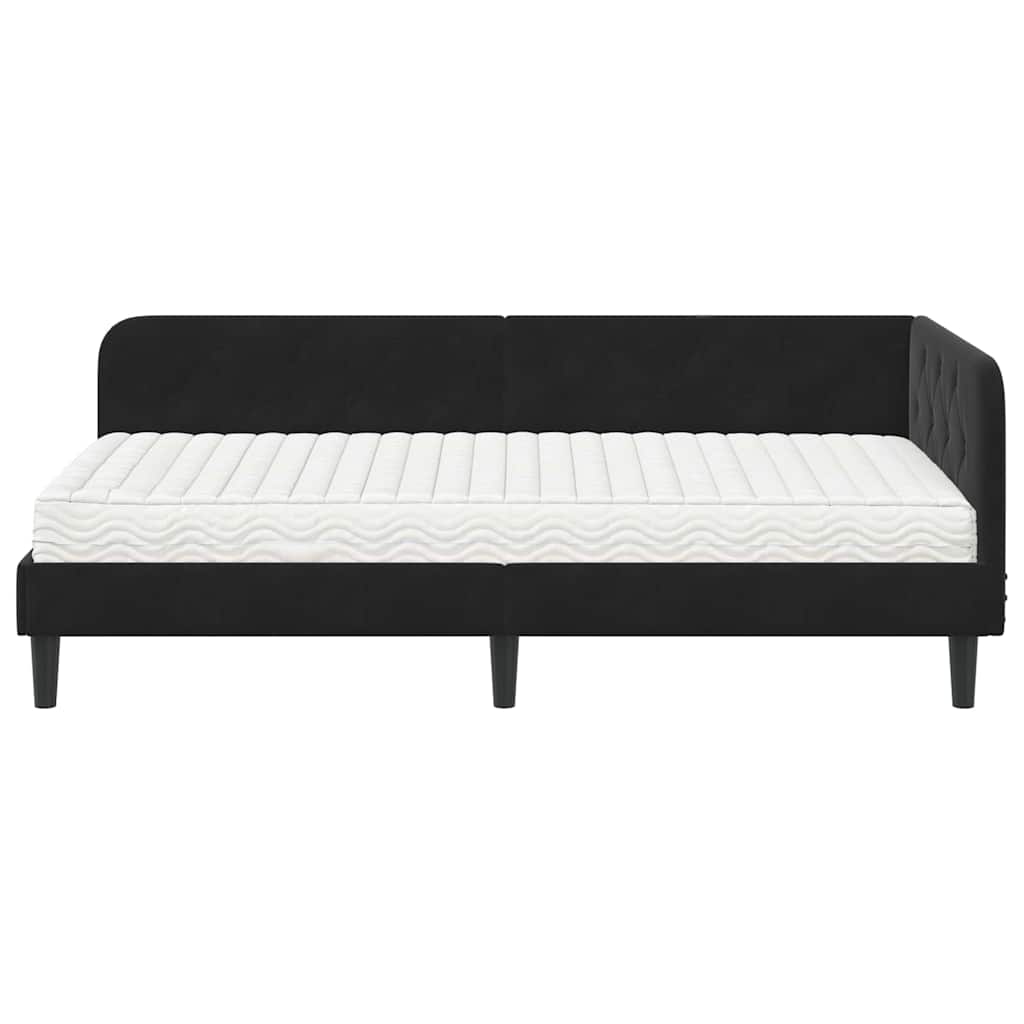 vidaXL Κρεβάτι Γωνίας Μαύρο 90 x 190 cm Βελούδο