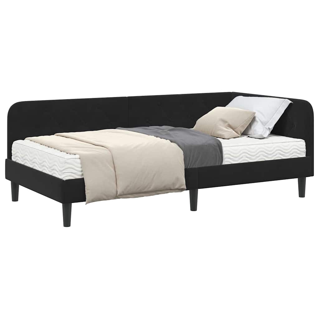 vidaXL Κρεβάτι Γωνίας Μαύρο 90 x 190 cm Βελούδο