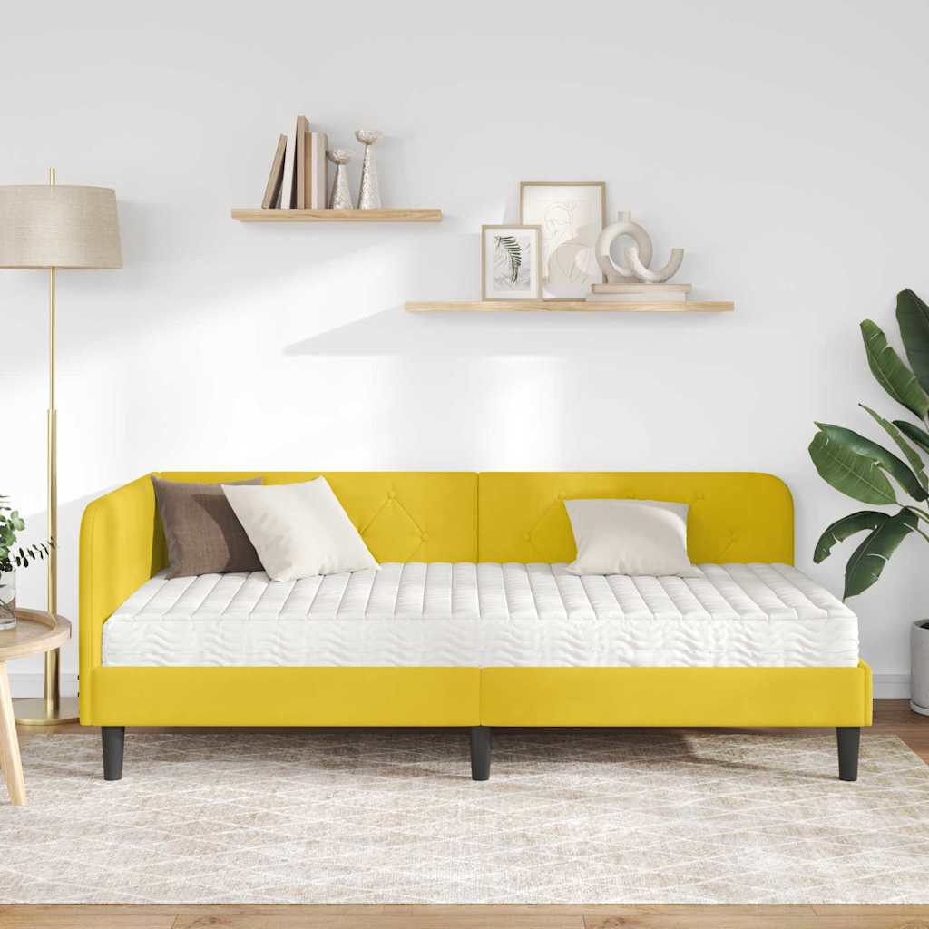 vidaXL Κρεβάτι Γωνίας Κίτρινο 90 x 190 cm Βελούδο
