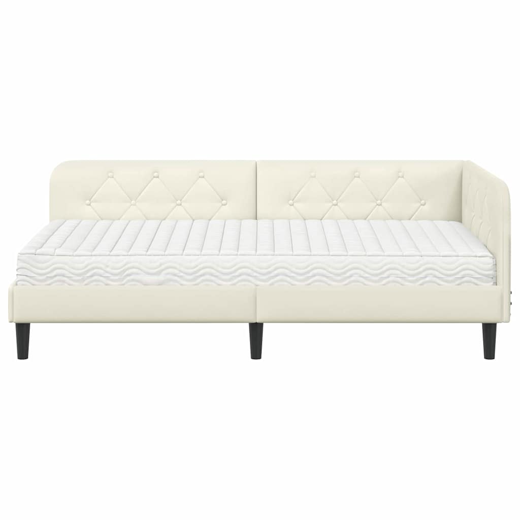vidaXL Κρεβάτι Γωνίας Κρεμ 90 x 190 cm Βελούδο