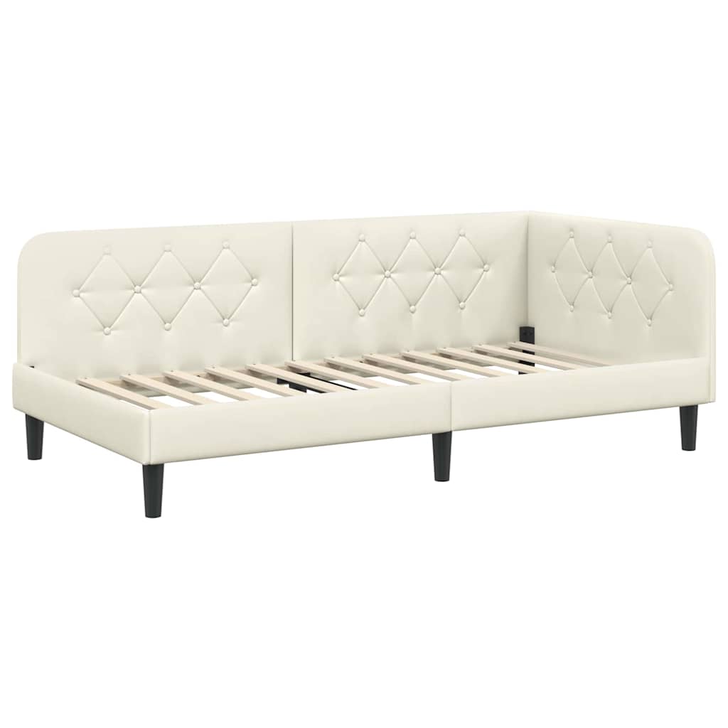 vidaXL Κρεβάτι Γωνίας Κρεμ 90 x 190 cm Βελούδο