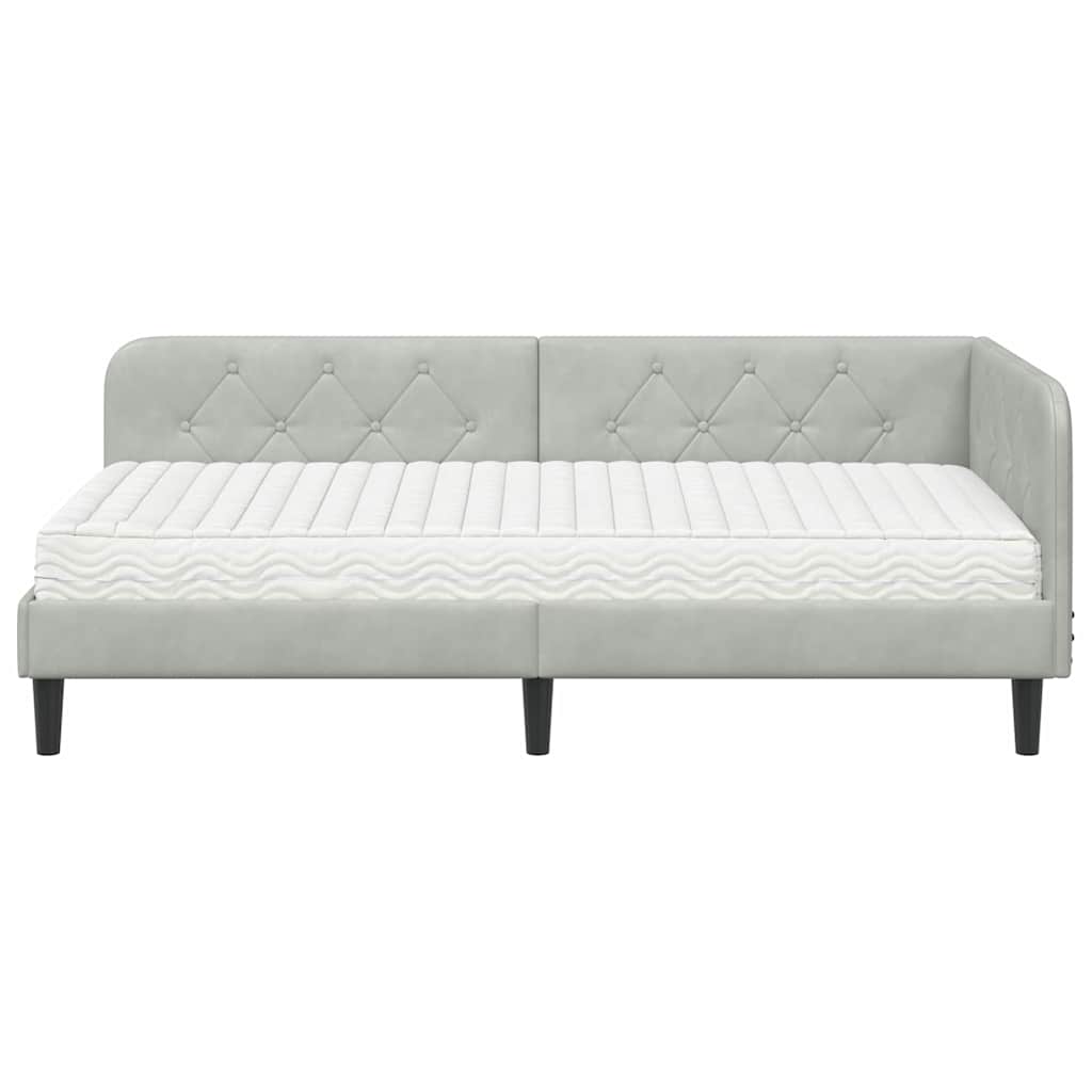 vidaXL Κρεβάτι Γωνίας Ανοιχτό γκρι 90 x 200 cm Βελούδο