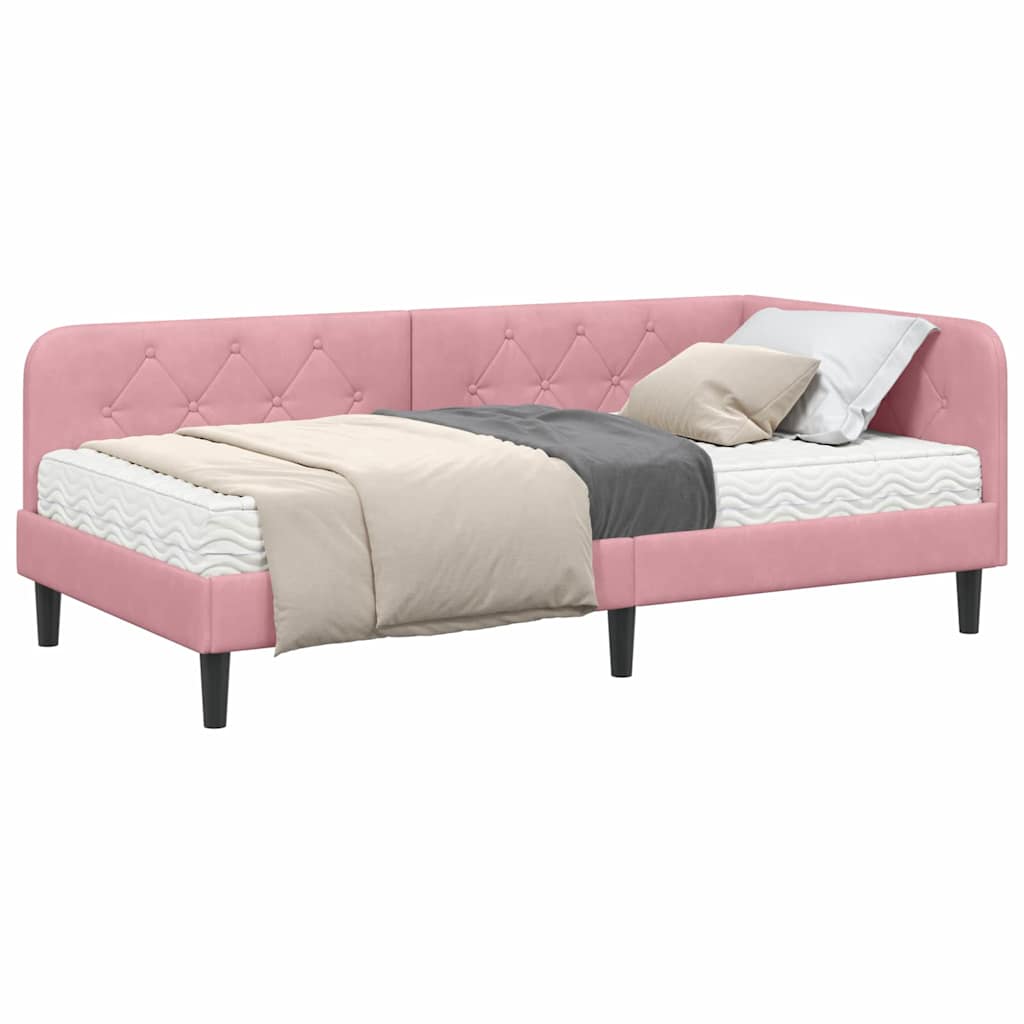 vidaXL Κρεβάτι Γωνίας Ροζ 90 x 200 cm Βελούδο