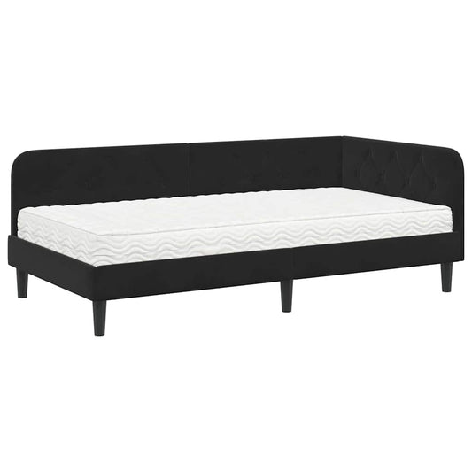 vidaXL Κρεβάτι Γωνίας Μαύρο 90 x 200 cm Βελούδο