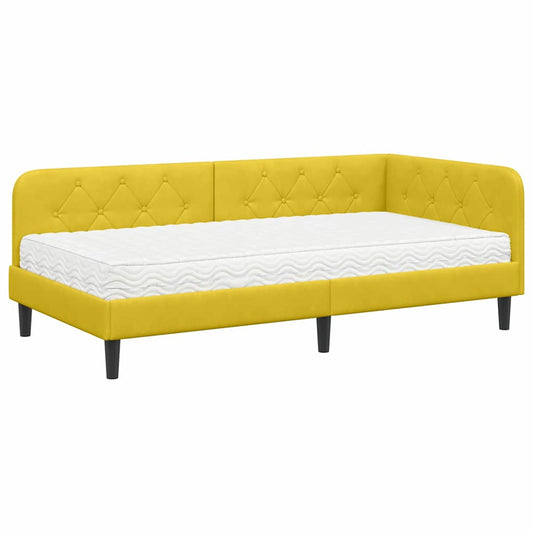 vidaXL Κρεβάτι Γωνίας Κίτρινο 90 x 200 cm Βελούδο