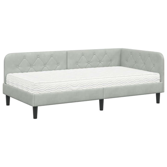vidaXL Κρεβάτι Γωνίας Ανοιχτό γκρι 100 x 200 cm Βελούδο