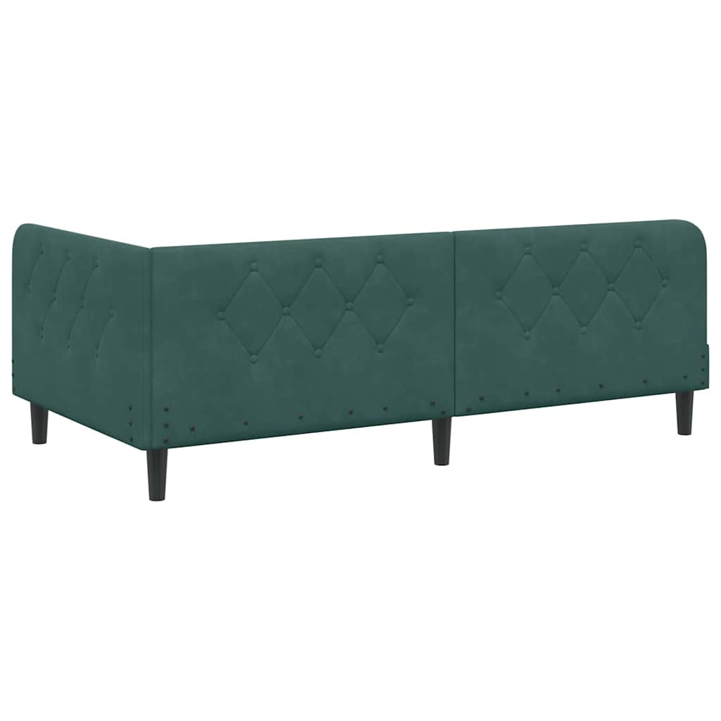 vidaXL Κρεβάτι Γωνίας Σκούρο Πράσινο 100 x 200 cm Βελούδο