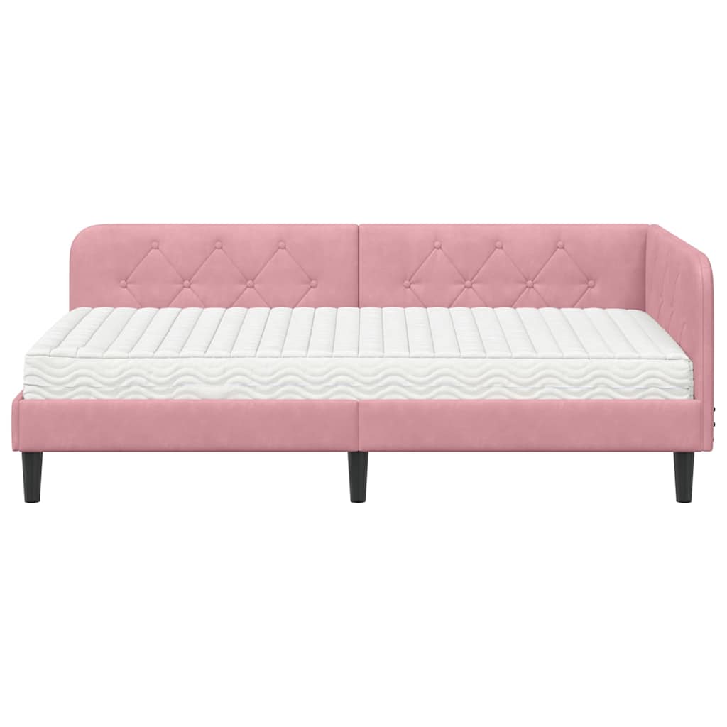 vidaXL Κρεβάτι Γωνίας Ροζ 100 x 200 cm Βελούδο
