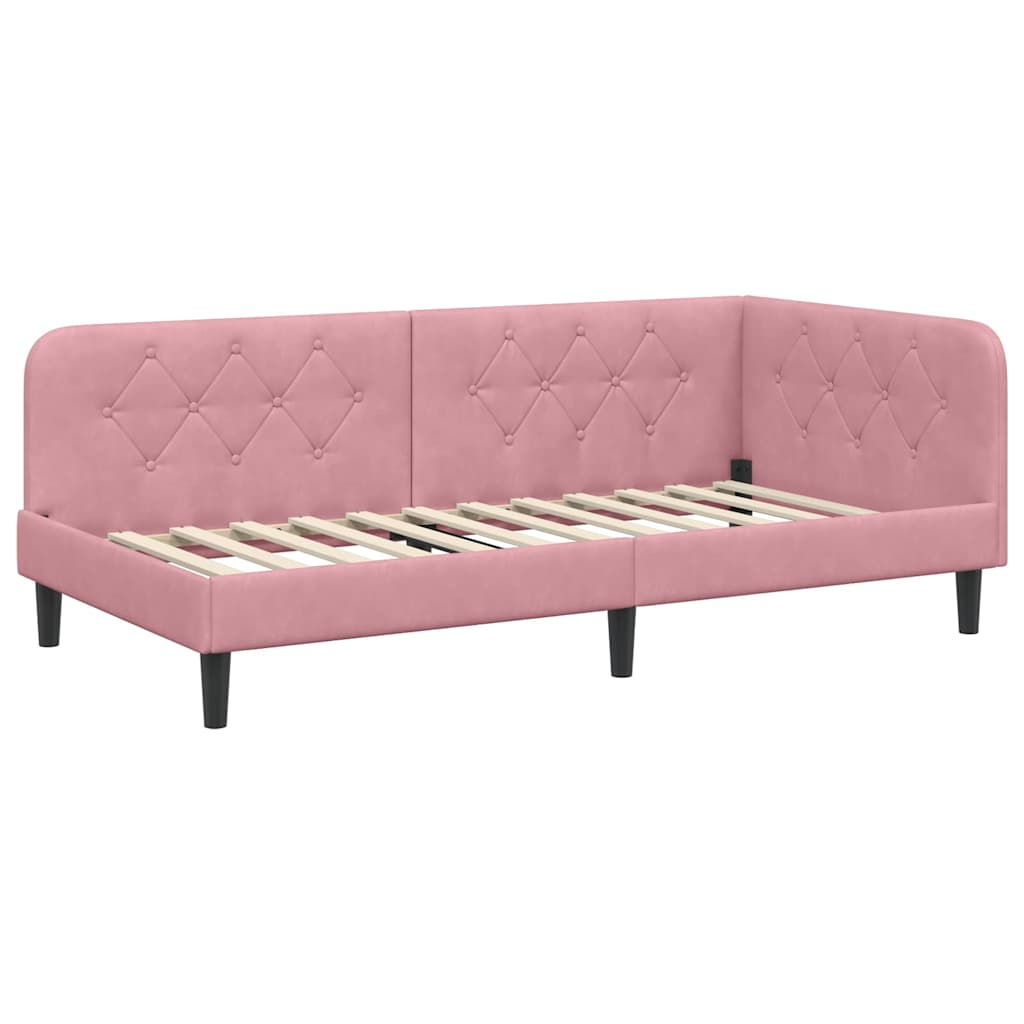 vidaXL Κρεβάτι Γωνίας Ροζ 100 x 200 cm Βελούδο